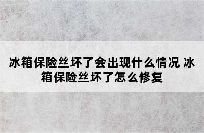 冰箱保险丝坏了会出现什么情况 冰箱保险丝坏了怎么修复